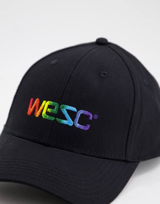WESC - Baseballpet met geborduurd logo in regenboogkleuren, 2 van 4