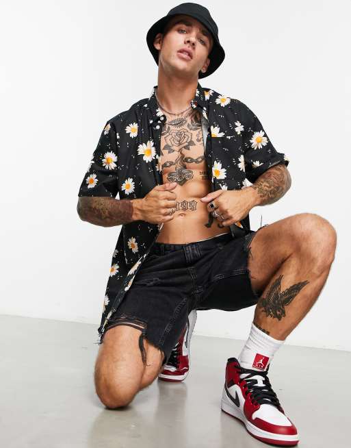 WESC - Camicia nera a maniche corte con stampa