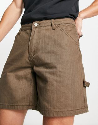 WESC carpenter jean short in brown