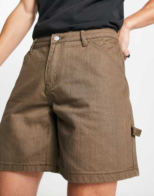 WESC carpenter jeans shorts in brown