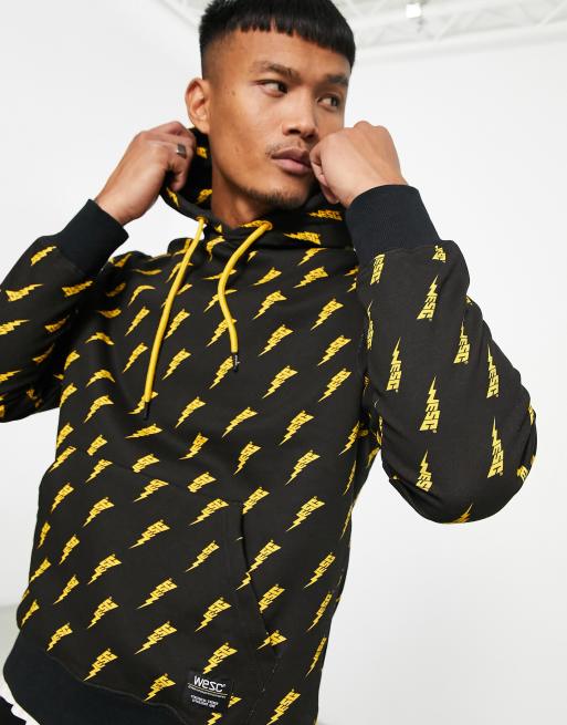 WESC – Gemusterter Kapuzenpullover in Schwarz
