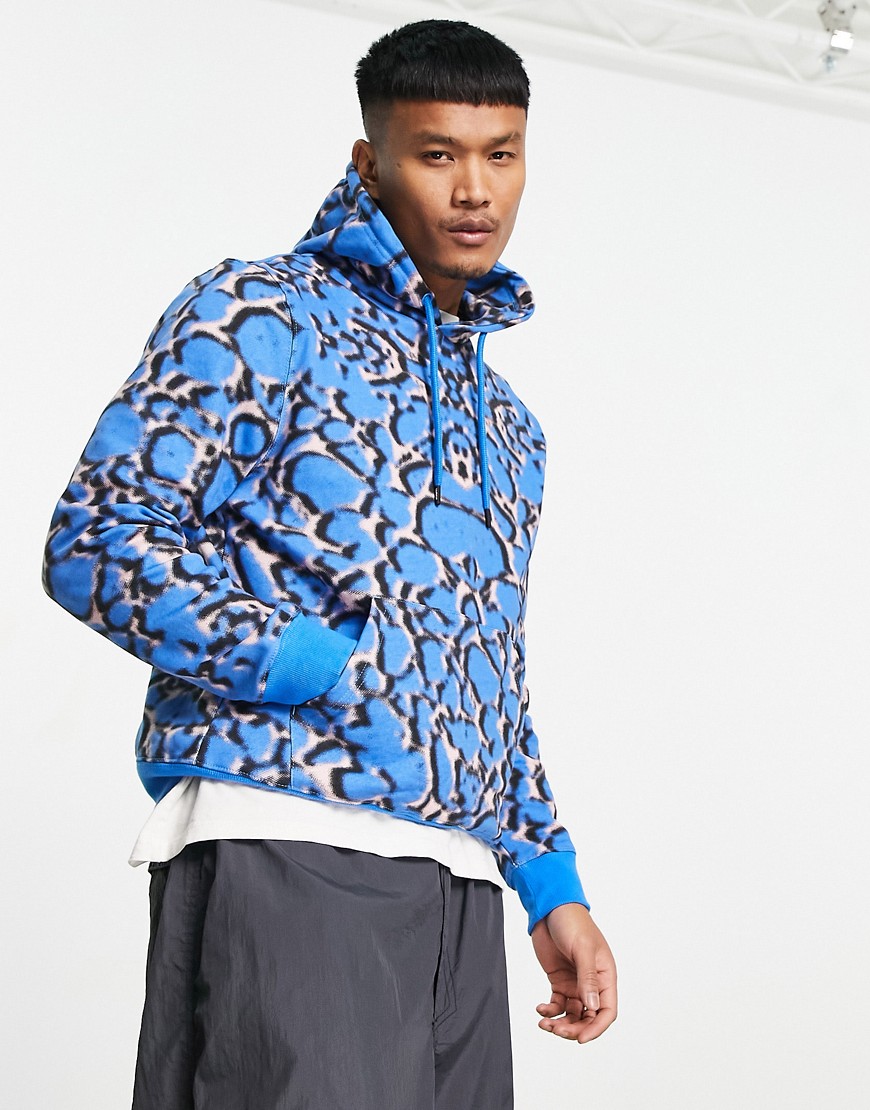 WESC hoodie in blue abstract pattern