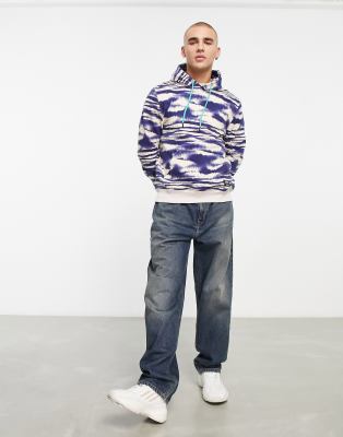 WESC WESC hoodie in blue & white stripe print