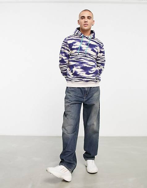 WESC hoodie in blue &amp; white stripe print
