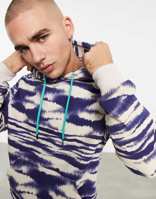WESC hoodie in blue u0026 white stripe print | ASOS