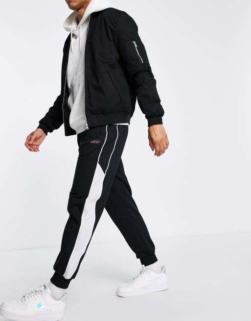 WeSC - Joggingbroek met inzetstukken in zwart