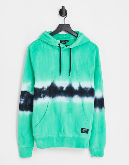 WESC – Kapuzenpullover in Grün mit Ombré-Streifen