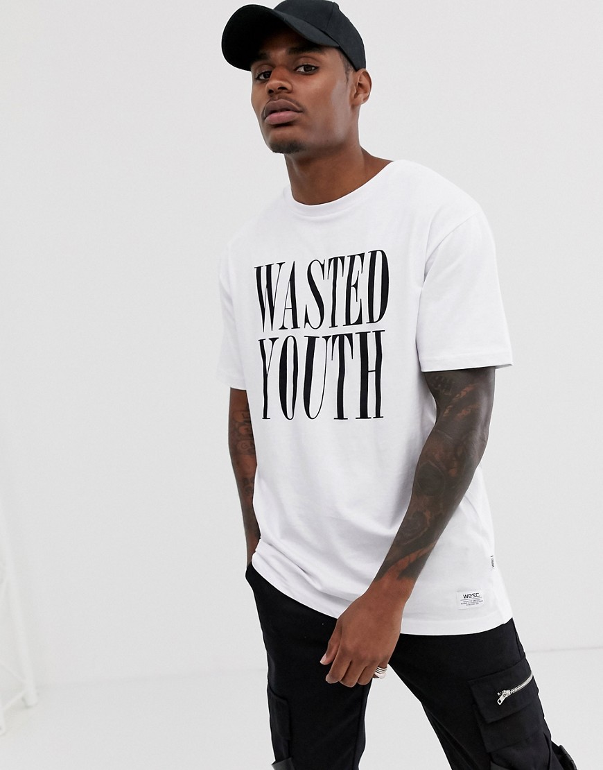 WESC - Mason - T-shirt 'wasted youth'-Wit