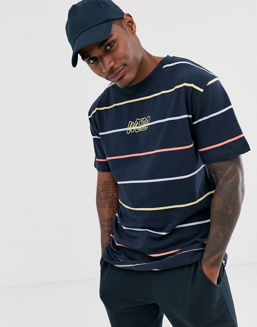 WESC Mason yarn dye stripe t-shirt-Navy