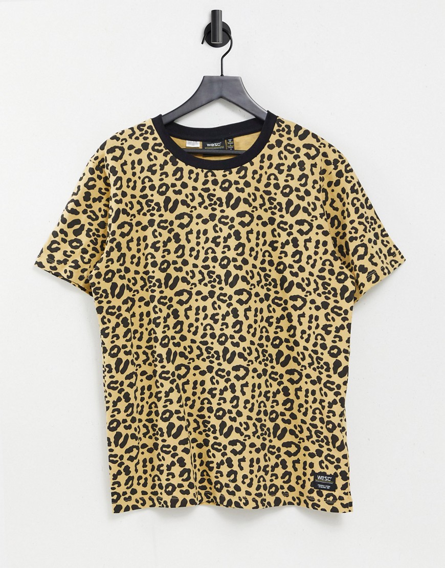WESC - Max - T-shirt met luipaardprint-Bruin