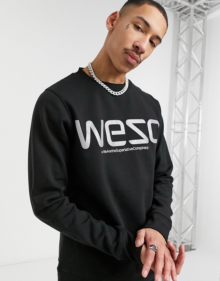 WeSC – Miles – Sweatshirt mit reflektierendem WeSC-Logo-Schwarz
