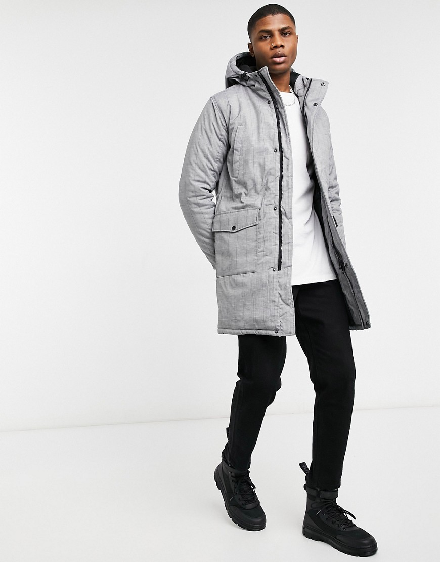 WESC plaid winter parka jacket-Grey