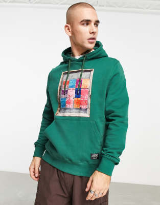 WESC printed hoodie in green - ASOS Price Checker