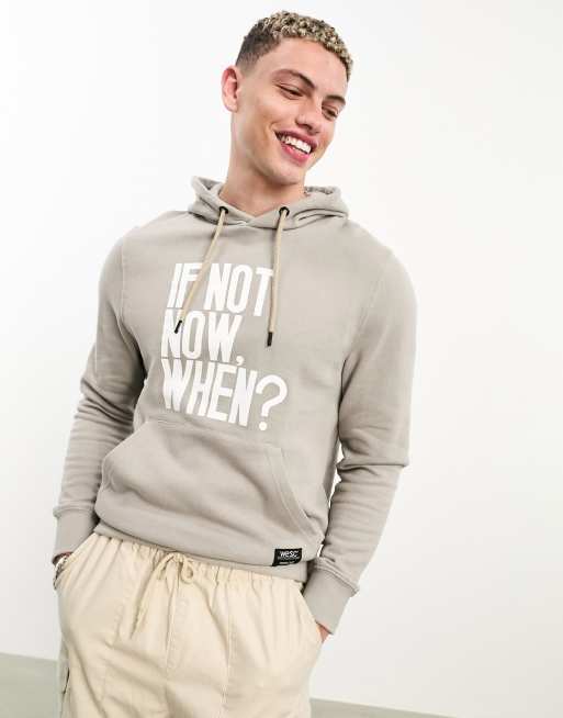 WESC printed hoodie in grey