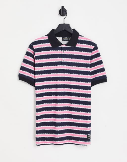 WESC – Różowa koszulka polo w paski