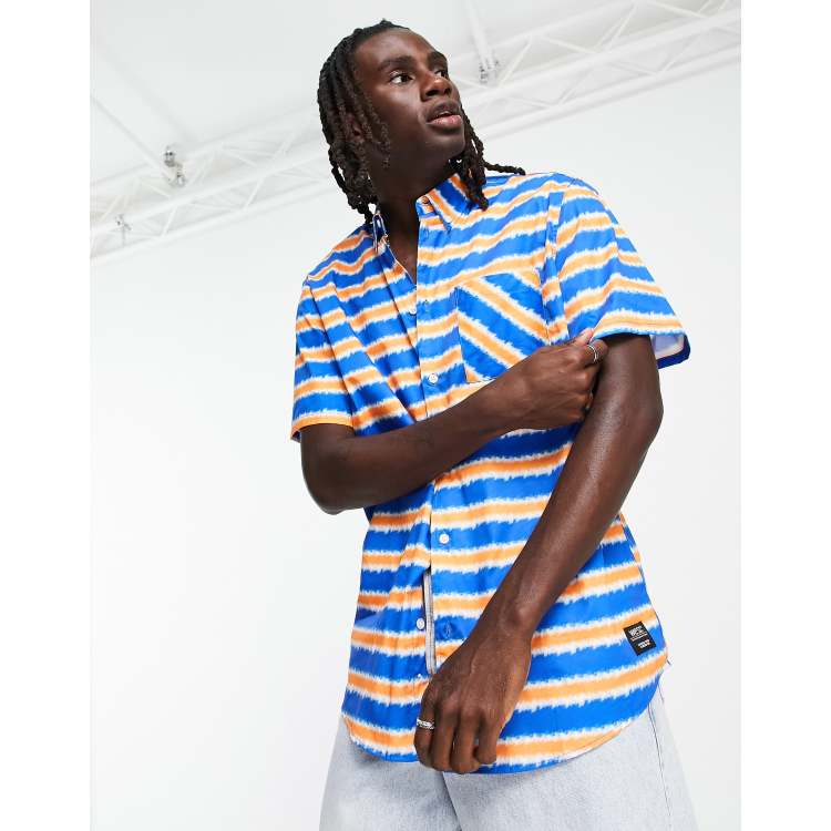 WESC short sleeve stripe shirt in blue | ASOS