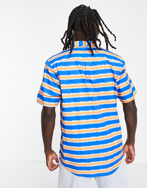 WESC short sleeve stripe shirt in blue | ASOS