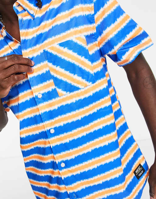 WESC short sleeve stripe shirt in blue | ASOS