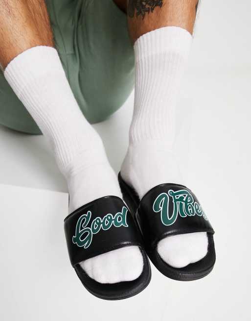 WESC sliders with print in black