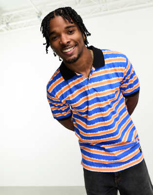 WESC striped polo in blue