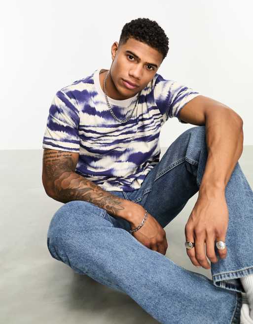 WESC t-shirt in blue & white