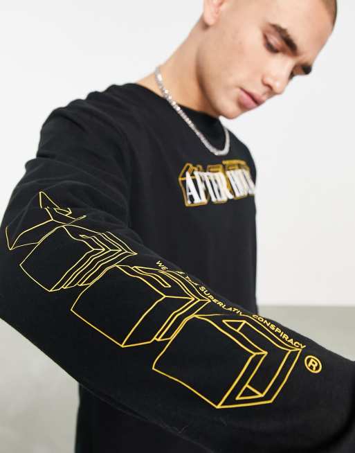 WESC - T-shirt met lange mouwen en print in zwart
