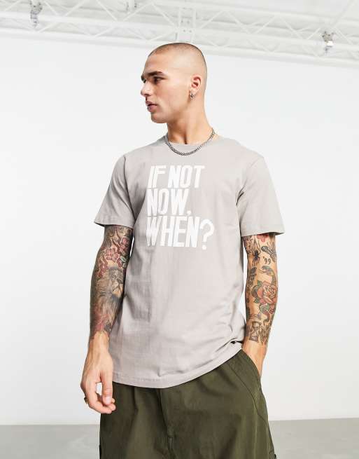 WESC - T-shirt met print in grijs