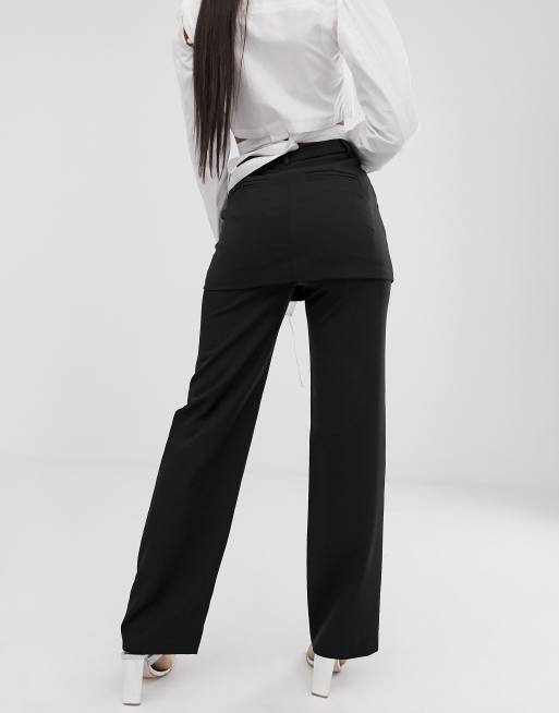 Black Pants with Skirt Overlay