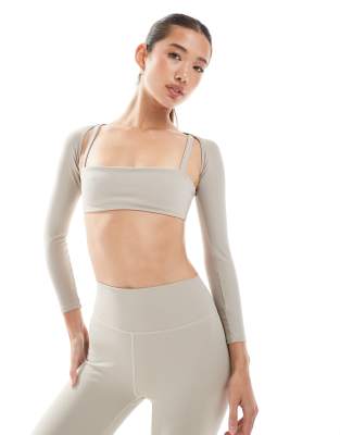 Weworewhat Active Dancer Shrug Top In Neutral