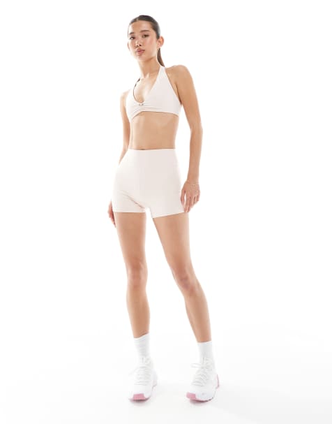 WeWoreWhat – Active – Shorts in Blassrosa mit hohem Bund - view 1