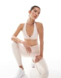 [WeWoreWhat] WeWoreWhat active v-neck halter bralet in pale pink L Ballet Slipper