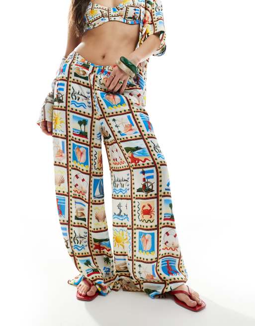 WeWoreWhat beach scene wide leg pants in multi - part of a set
