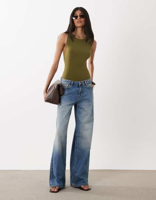 WeWoreWhat boat neck bodysuit in olive, 2 of 4
