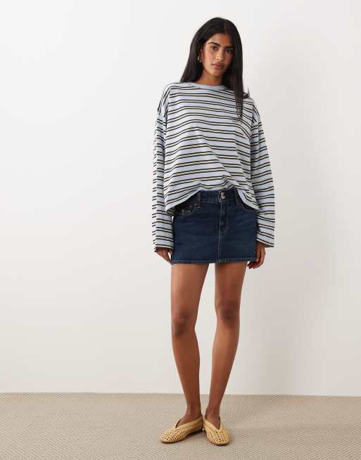 WeWoreWhat boxy oversized crew neck long sleeved top in baby blue , 2 of 4