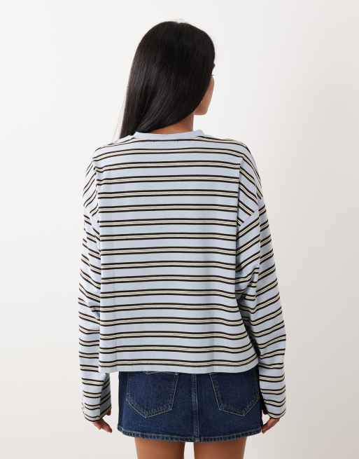 WeWoreWhat boxy oversized crew neck long sleeved top in baby blue , 4 of 4