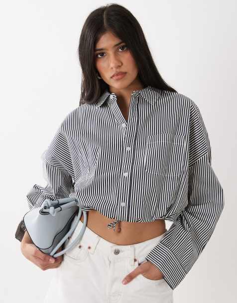 WeWoreWhat bubble button up poplin shirt in navy - view 1