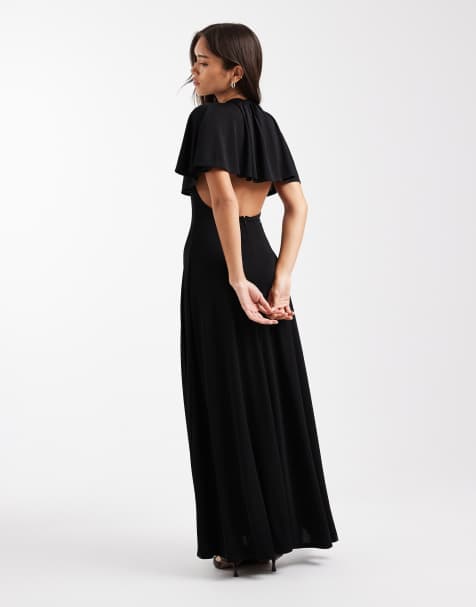WeWoreWhat cape overlay midaxi dress in black - view 1