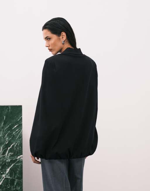 WeWoreWhat cape sleeve double breasted blazer in black, 4 of 4