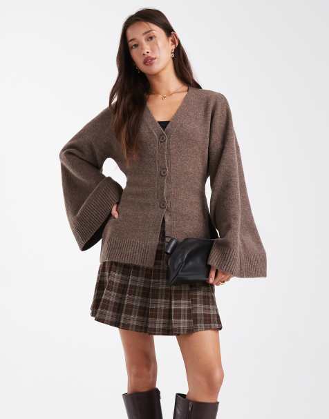 WeWoreWhat cinched waist cardigan in brown - view 1
