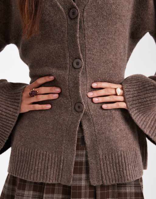 WeWoreWhat cinched waist cardigan in brown