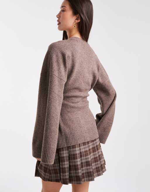 WeWoreWhat cinched waist cardigan in brown