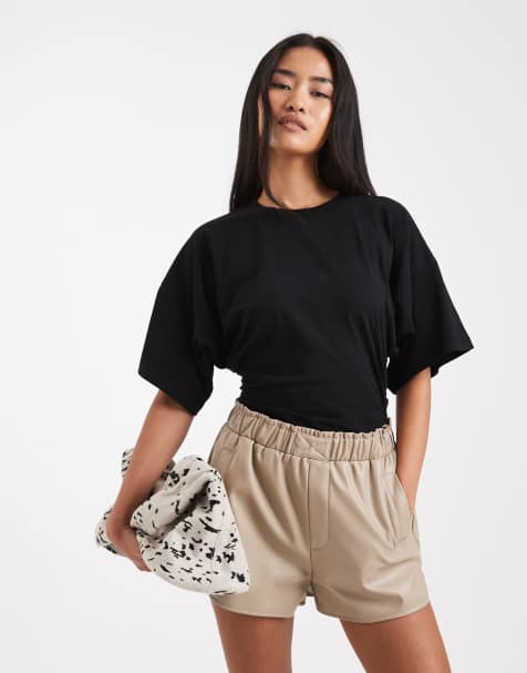 WeWoreWhat cinched waist t-shirt bodysuit in black - view 1