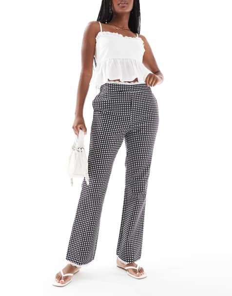 WeWoreWhat cropped straight leg trousers in black gingham - view 1
