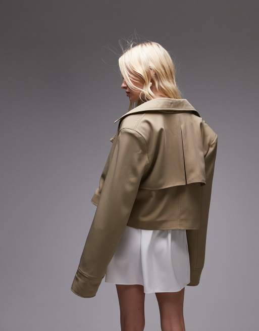 WeWoreWhat cropped trench coat in soft brown