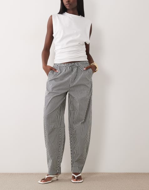 WeWoreWhat drawstring waist pull on balloon pant in navy stripe - view 1