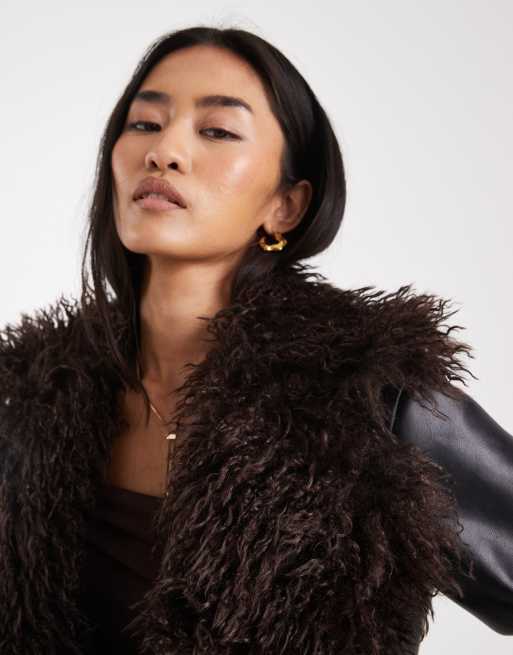 WeWoreWhat faux fur longline afghan coat in black