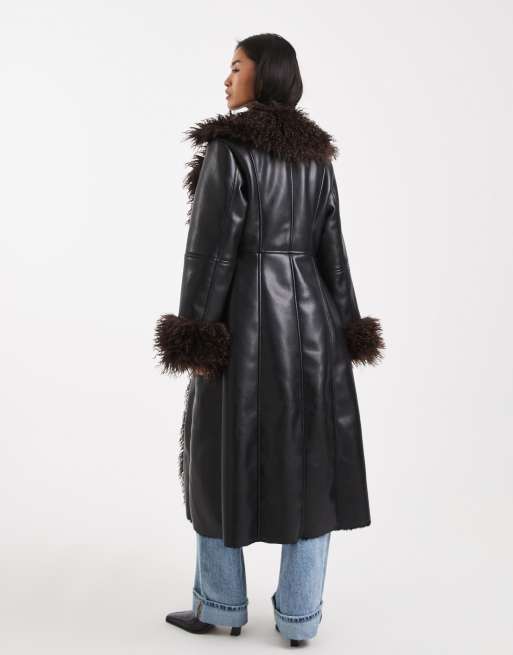 WeWoreWhat faux fur longline afghan coat in black | ASOS
