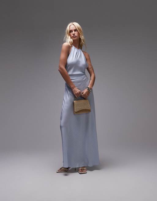 WeWoreWhat halter neck maxi dress in blue stripe | ASOS
