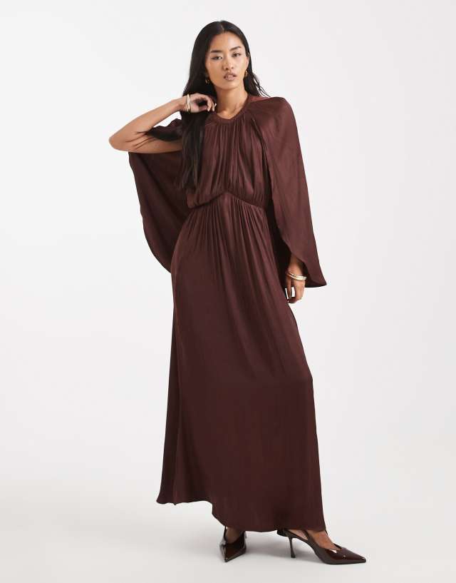 WeWoreWhat halter neck midaxi dress with cape shoulders in cherry