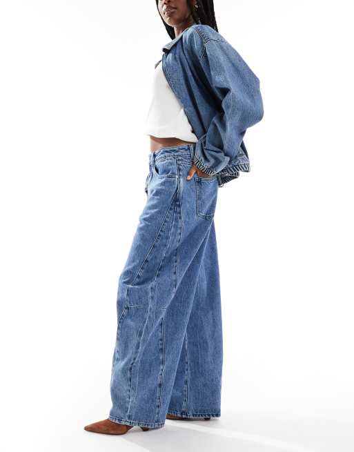 WeWoreWhat – Jeans in mittlerer Waschung mit mittelhohe Bund und weitem Beinschnitt, 3 von 5